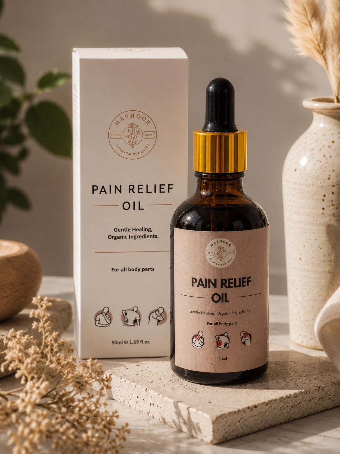 Organic Herbal Pain Relief Oil | Natural Handmade Remedy for Joint & Muscle Pain
