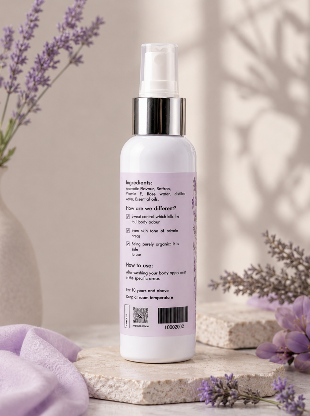 Relaxing Lavender Organic Body Mist – Natural Odour Control & Freshness