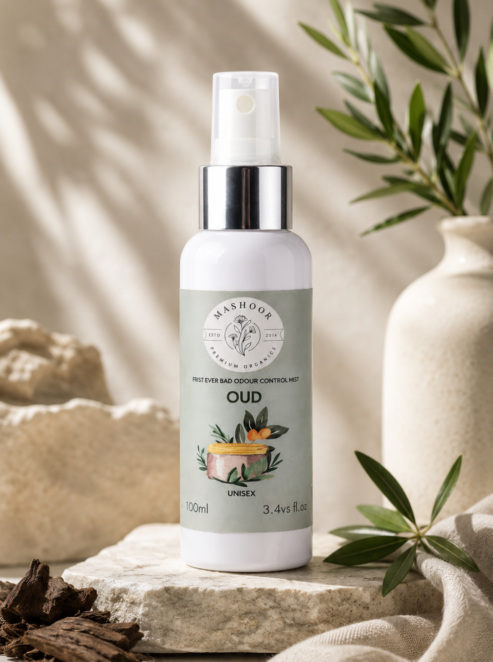 Organic Halal Oud Body Mist | Alcohol-Free Unisex Fragrance