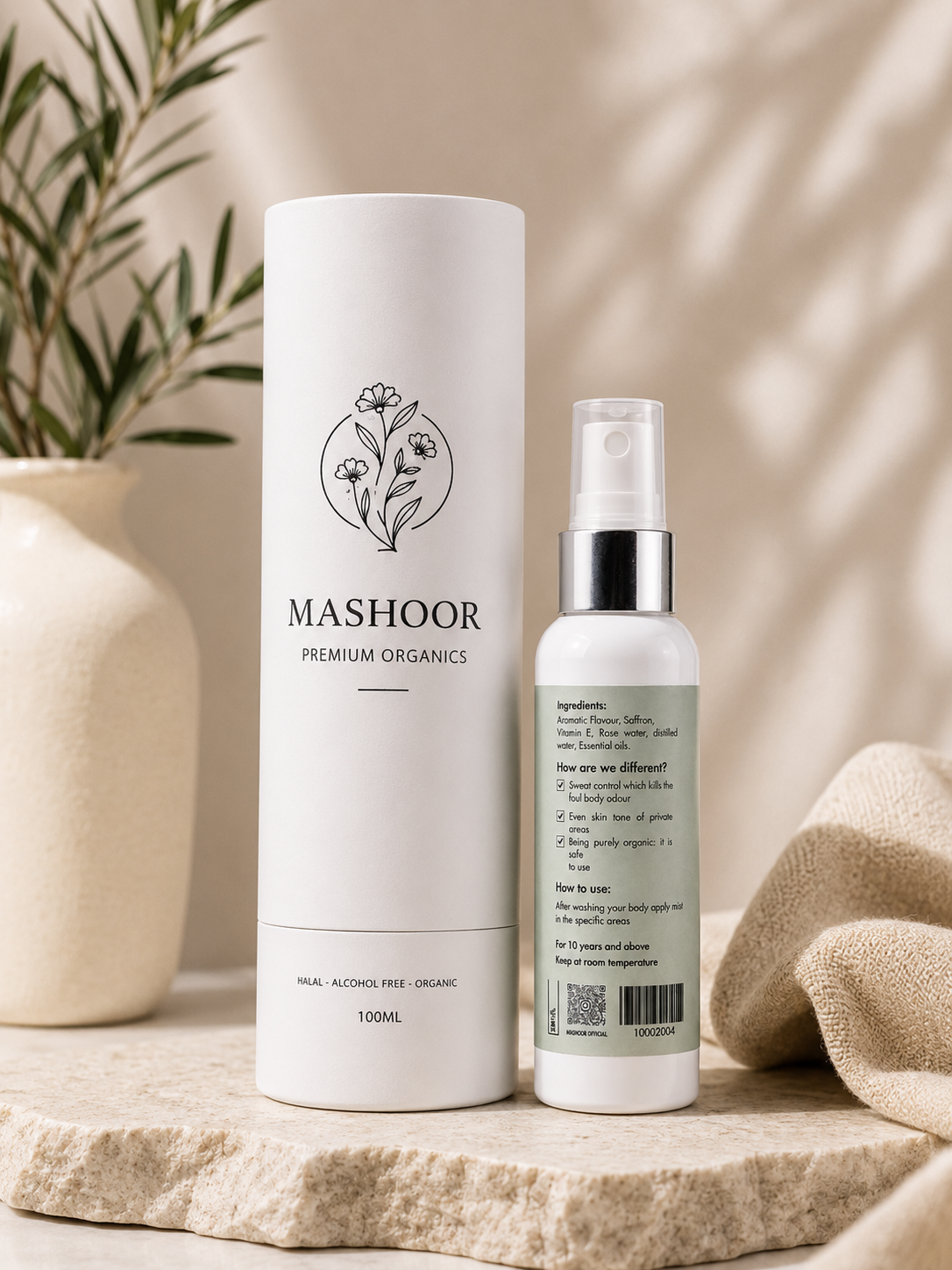 Organic Halal Oud Body Mist | Alcohol-Free Unisex Fragrance