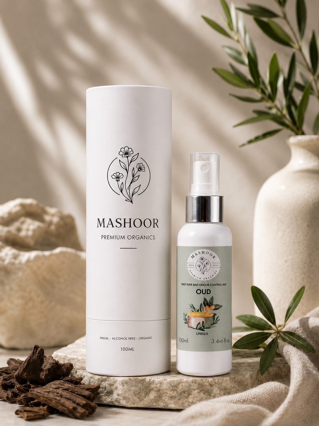 Organic Halal Oud Body Mist | Alcohol-Free Unisex Fragrance