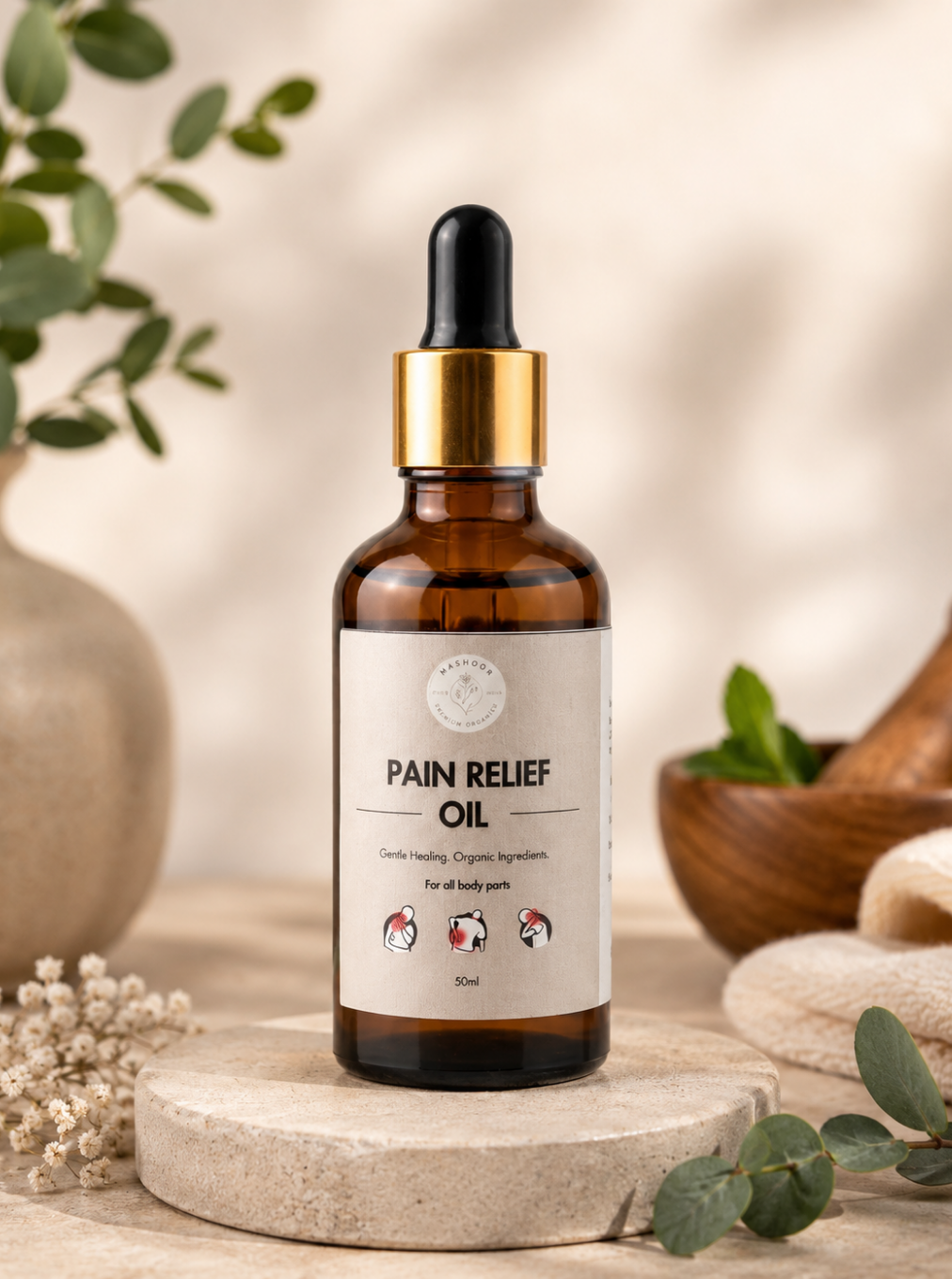 Organic Herbal Pain Relief Oil | Natural Handmade Remedy for Joint & Muscle Pain