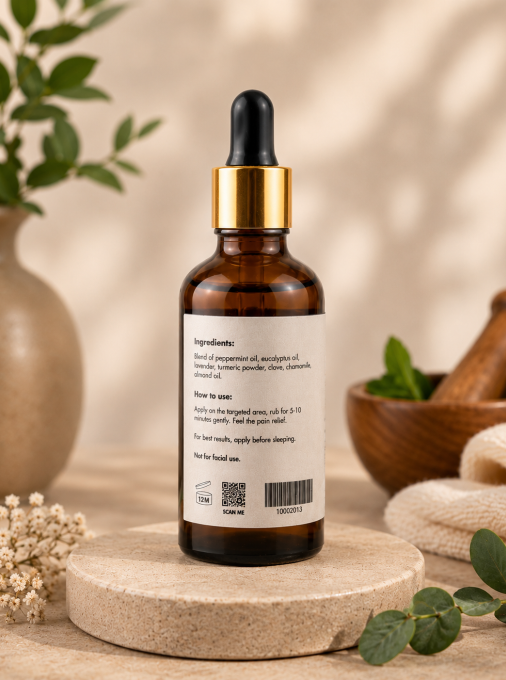 Organic Herbal Pain Relief Oil | Natural Handmade Remedy for Joint & Muscle Pain